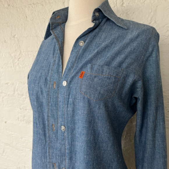 Vintage Levi’s Orange Tab Chambray Denim Button Up Top - Picture 1 of 4